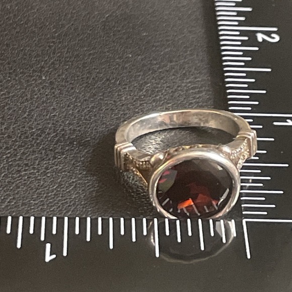 925 Garnet Modernist Ring Size 6 Sterling Silver Womens Birthstone Bezel Set - Picture 13 of 16